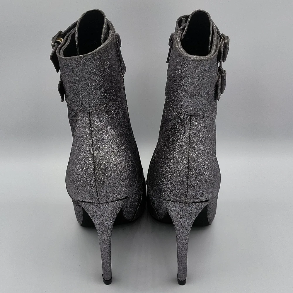 Silver Sparkle High Heel Boots - Picture 3 of 5